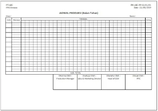 Contoh Prosedur Pembuatan Jadwal Produksi Di PPIC