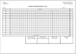 Contoh Prosedur Pembuatan Jadwal Produksi Di PPIC