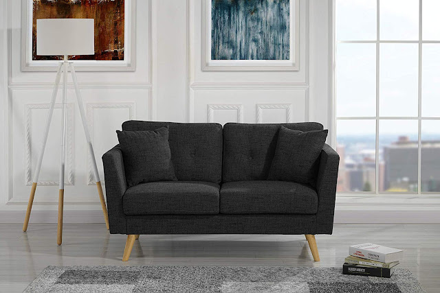best black tufted love seat sofa for small living rooms