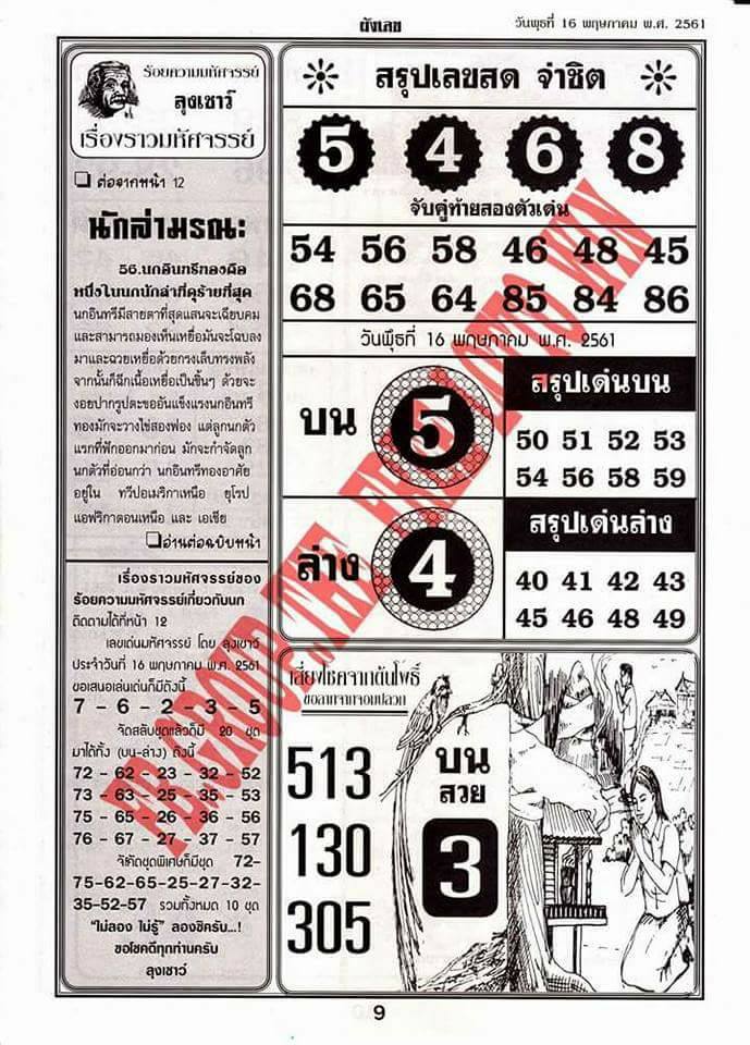 thai lotto 4pc first paper 2018