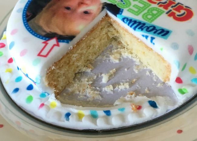 cake with a quarter cut out to show inside
