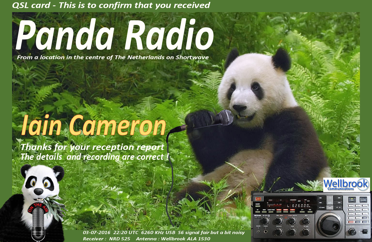 Scotland DX Blog QSL From Panda Radio