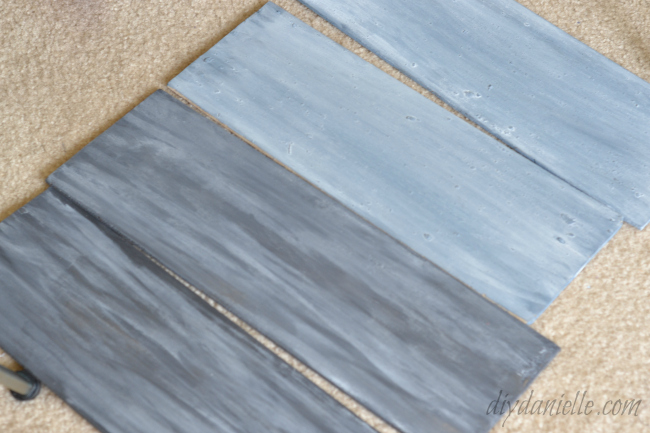 Different Old Fashioned Milk Paint colors with white on top. OFMP on wood to help create a memorial wall.