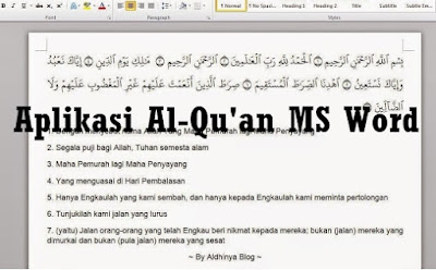 Aplikasi Al Qur'an di MS Word 