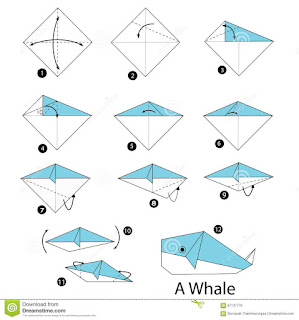 membuat ikan paus menggunakan kertas origami