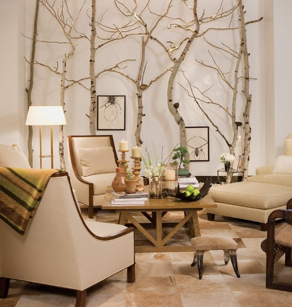 Coffee table with boxes of fruit