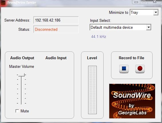صورة من داخل برنامج soundwire كيفية بث الصوت من الكمبيوتر عن طريق هاتفك الاندرويد "تحويل هاتفك لمكبر صوت"