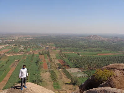 Green lands still visible during summer thanks to River Cauvery near Kunti Betta