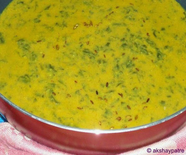 Vidyas Recipes Coconut based spinach curry Palak dali ambat