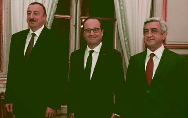Алиев, Олланд и Саргсян на встрече в Париже