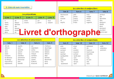 ملخصات دروس اللغة الفرنسية للسادس ابتدائي: Livret d'orthographe