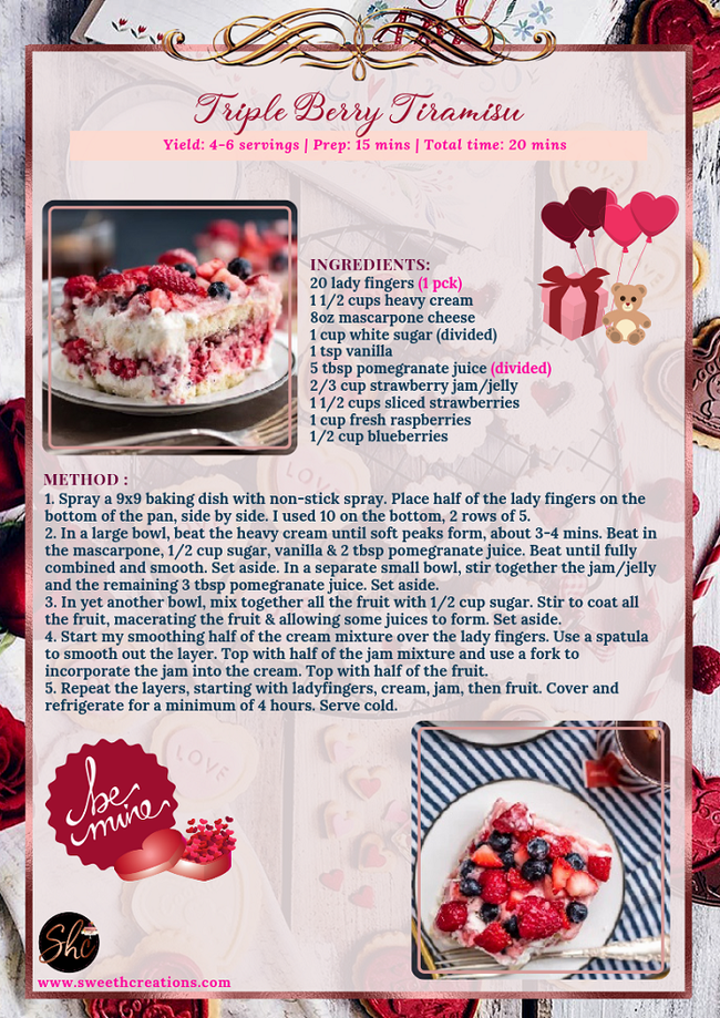SHC’s 15 MOST ROMANTIC DESSERT RECIPES THAT MAKES YOU MELT TRIPLE BERRY TIRAMISU RECIPE