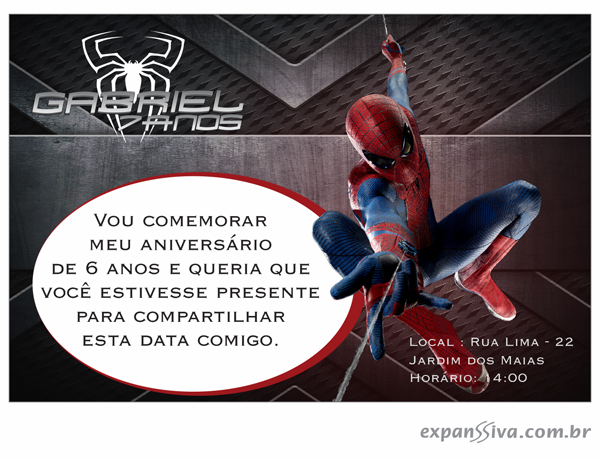 Convites de Aniversário do Homem Aranha Convites de Aniversário do Homem Aranha