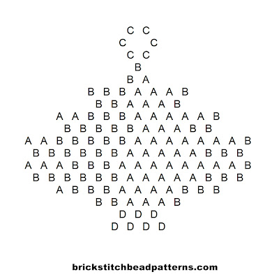 Click for a larger image of the Short Green Christmas Tree brick stitch bead pattern word chart.