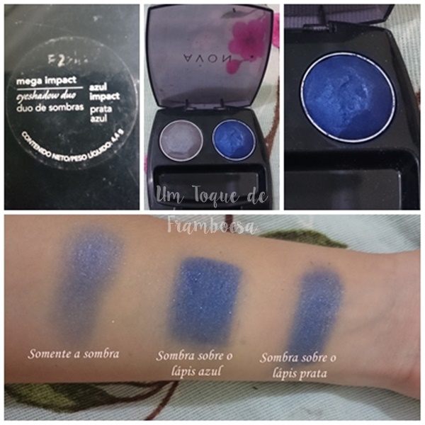 resenha e swatches sombra azul sobre lápis sombra da avon