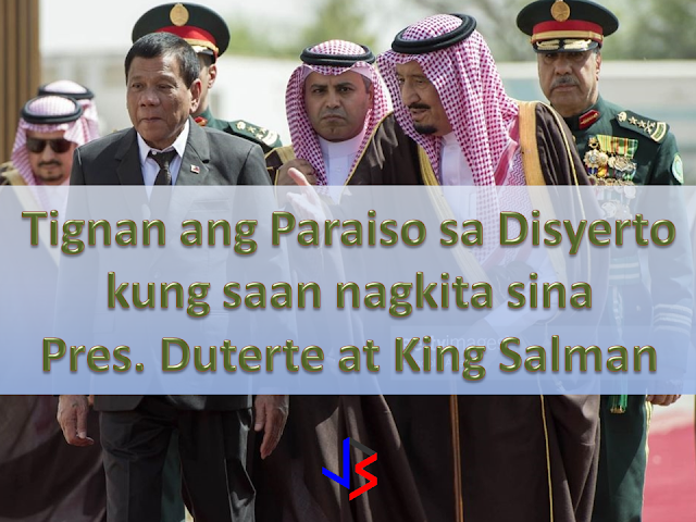 President Rodrigo Roa Duterte's recently concluded his state visit to the Kingdom of Saudi Arabia. It was a huge hit among locals and the huge number of OFW expatriates in the Kingdom. He was first welcomed by Prince Faisal bin Bandar Al Saud, Governor of Riyadh. The President was housed at the King Saud Royal Guest Palace. The next day, King Salman bin Abdulaziz Al Saud himself welcomed President Duterte. As seen in the video above, many are left wondering where is this place where the two leaders met. It does not seem to be in the capital city of Riyadh.  Actually, that place is called Rawdat Khuraim (also known as the King's Forest).  It is a green oasis, about 100 kilometers outside the capital city of this desert kingdom. Rawdat is arabic for "garden" or "meadow". This protected nature park and animal sanctuary is the favorite place for members of the Royal Family and the public to visit, especially during winter or spring time. Yes, Saudi Arabia experiences winter too. The wildlife park was formally inaugurated in 2005 by King Abdullah, who was still a Crown Prince then. The nature park is even popular among expats. It is a favorite camping place among Riyadh residents, and even for people coming from farther cities like Dammam and Khobar visit this place during holidays. Watch this short exploration video below. When visiting this oasis, you have to be well prepared. The place is HUGE and you are not allowed to go around in your car or SUV. The whole park is fenced around. Visitors usually park near the fence and walk into the park. The farther away you go into the park, the greener it gets. The park itself is divided into three areas. Two-thirds of the park is off-limits to the public. One-third of the park is for the Royal Family. Unbeknownst to many visitors, the Royal Family keeps a residence (more like a palace) within the premises. It is at this Royal Palace where King Salman hosted President Duterte with a state lunch. A third of the Rawdat Khuraim is designated as an animal sanctuary. It is off limits to everyone except the caretakers. Access to this area requires special permits. It is here where animals are free to roam around without being disturbed. The area serves as a sanctuary for various rare species such as gazelles and a plethora of other wildlife creatures not found anywhere else. Universities in Riyadh and the surrounding areas often conduct research studies in the park due to the diversity of insects, flora and fauna which can be found there. Enjoy some pictures below, including a stunning panoramic view that you can control! You can also visit this and this beautiful panoramic images of Rawdat Khuraim.