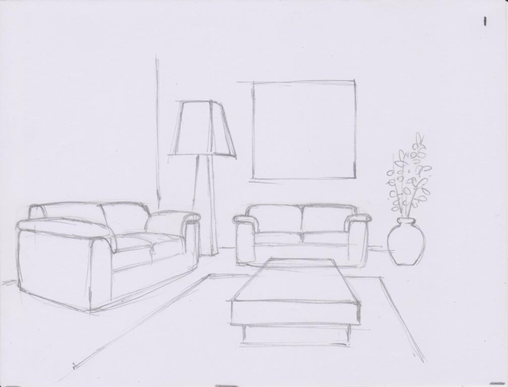  How To Draw Living Room Sketch with simple drawing