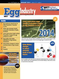 Egg Industry. News for the egg industry worldwide - January 2014 | TRUE PDF | Mensile | Professionisti | Tecnologia | Distribuzione | Uova
Egg Industry is regarded as the standard for information on current issues, trends, production practices, processing, personalities and emerging technology.
Egg Industry is a pivotal source of news, data and information for decision-makers in the buying centers of companies producing eggs and further-processed products.