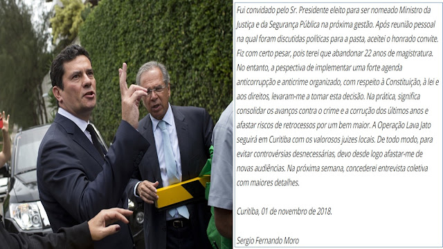 Indicação de Moro para o MJ frustra a intenção do STF de pautar o governo de Bolsonaro