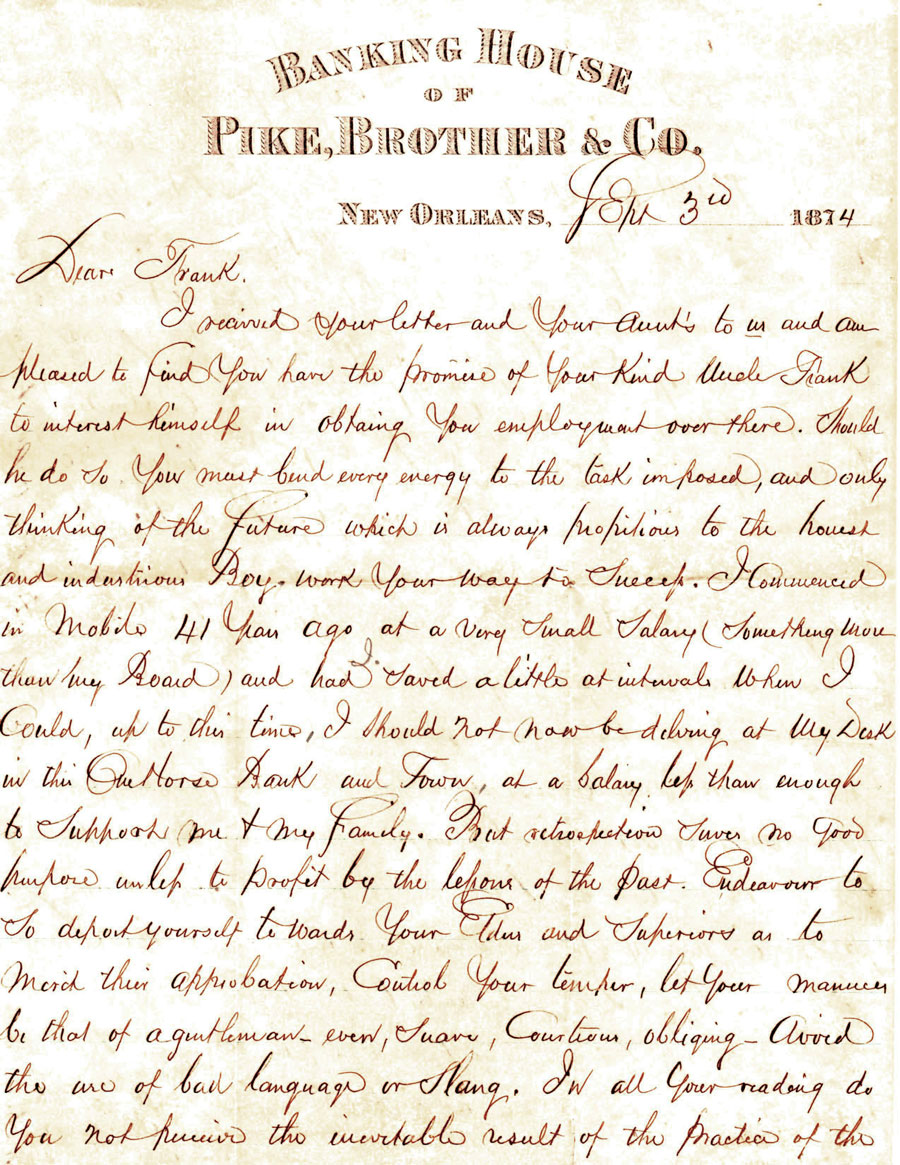 Belle s Letters 1874 Letter from B F Tisdale to his son Frank Belle s Letters 1874 Letter from B F Tisdale to his son Frank