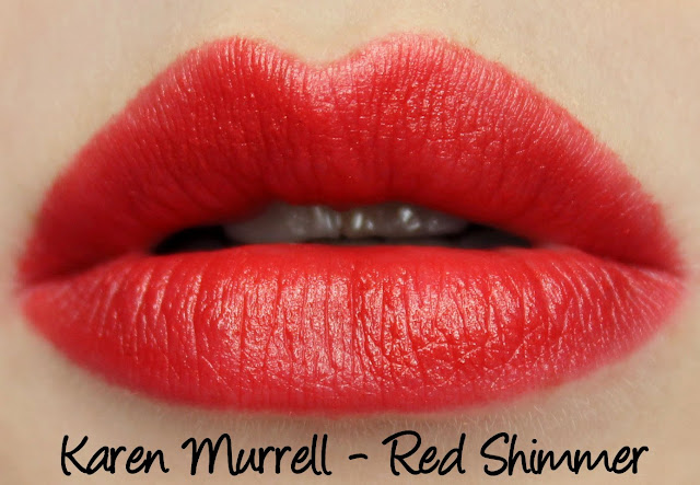 Karen Murrell - Red Shimmer Lipstick Swatches & Review