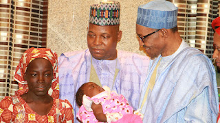 Rescued Chibok girl, Amina meets President Buhari