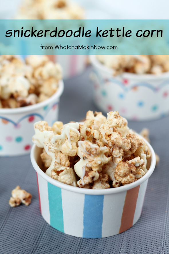 Snickerdoodle Kettle Corn - crazy easy and delicious! Makes a great snack or package as gifts.