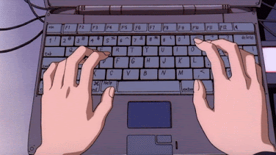 anime, laptop, writing