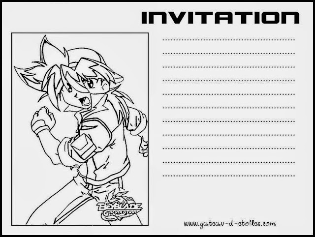 Beyblade Free Printable Invitation or Cards. 