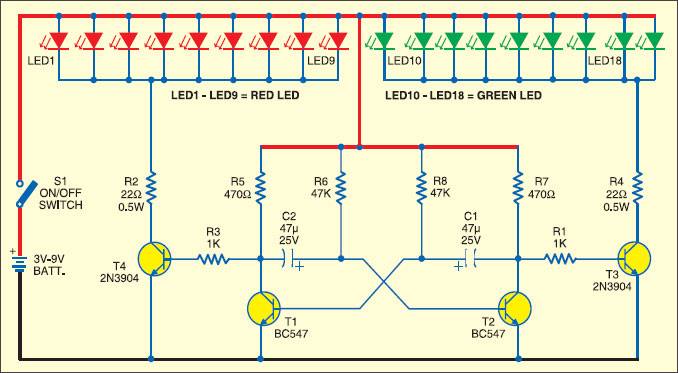 Decano escarcha Imperial Proyectos prácticos de Electrónica y Robótica: Oscilador astable con  transistores y luces led