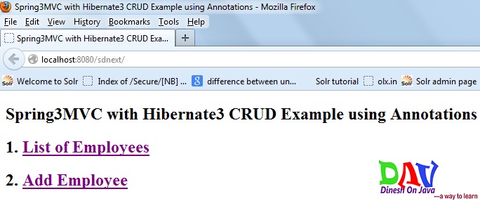 Spring MVC with Hibernate CRUD