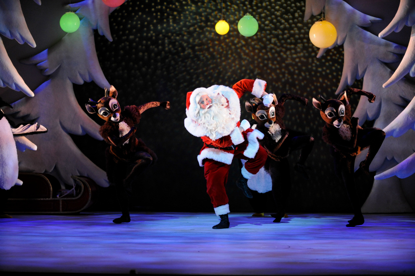 Santa and the reindeer dance at The Snowman Peacock Theatre