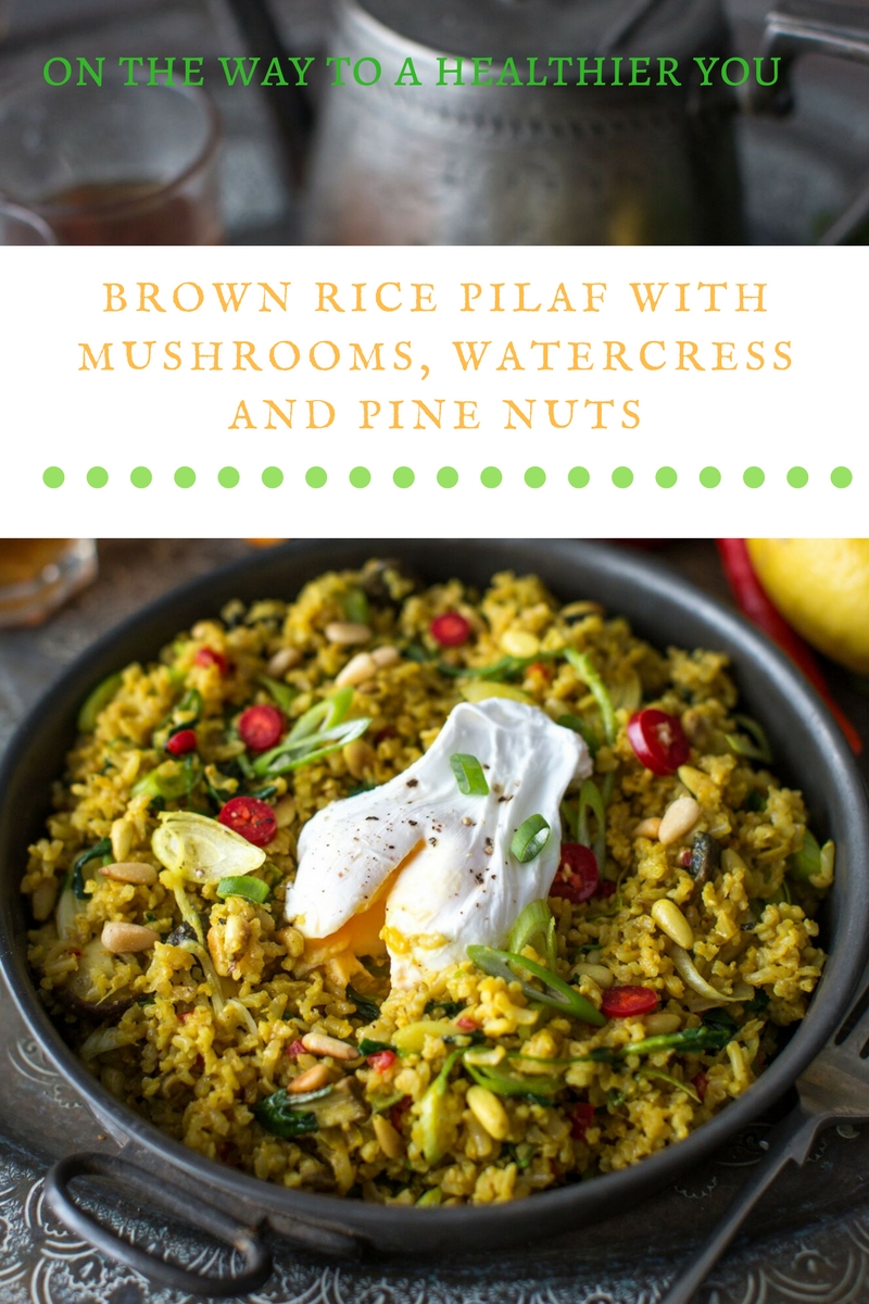 Brown Rice Pilaf with Mushrooms, Watercress Claire Justine