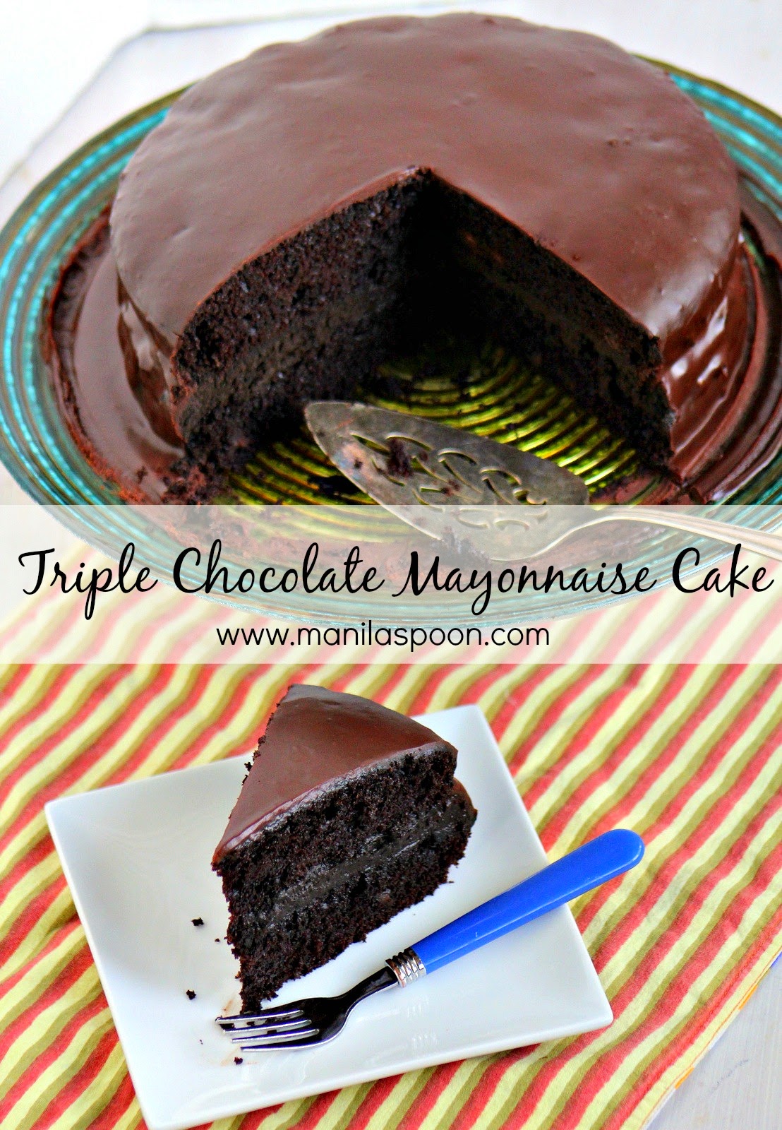 The secret ingredient that makes this cake so moist is Mayonnaise! Add 3 kinds of chocolate and it's chocolate indulgence at its highest. #chocolate #mayonnaise #cake 