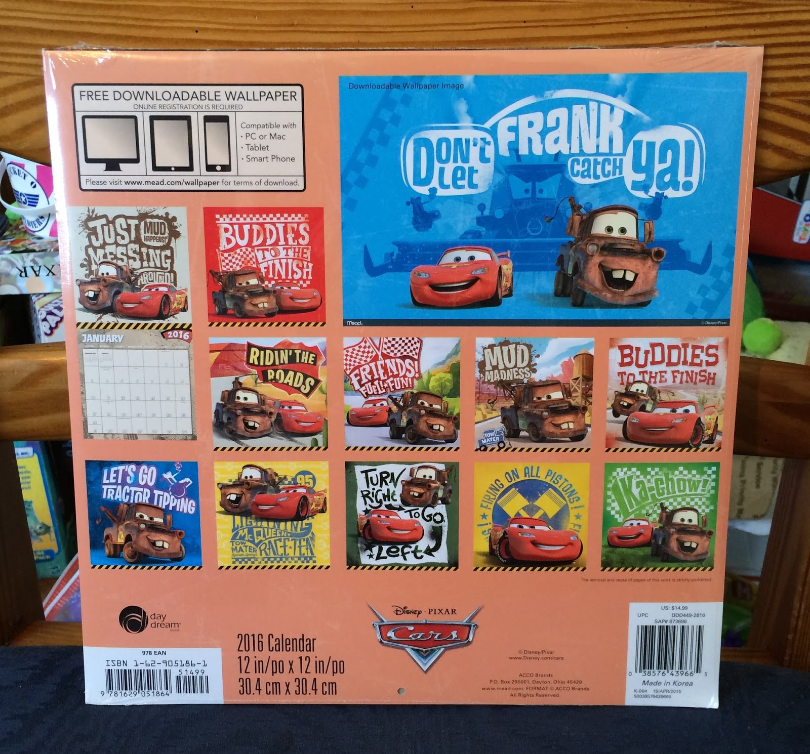 Dan the Pixar Fan Cars 10th Anniversary 2016 Calendar