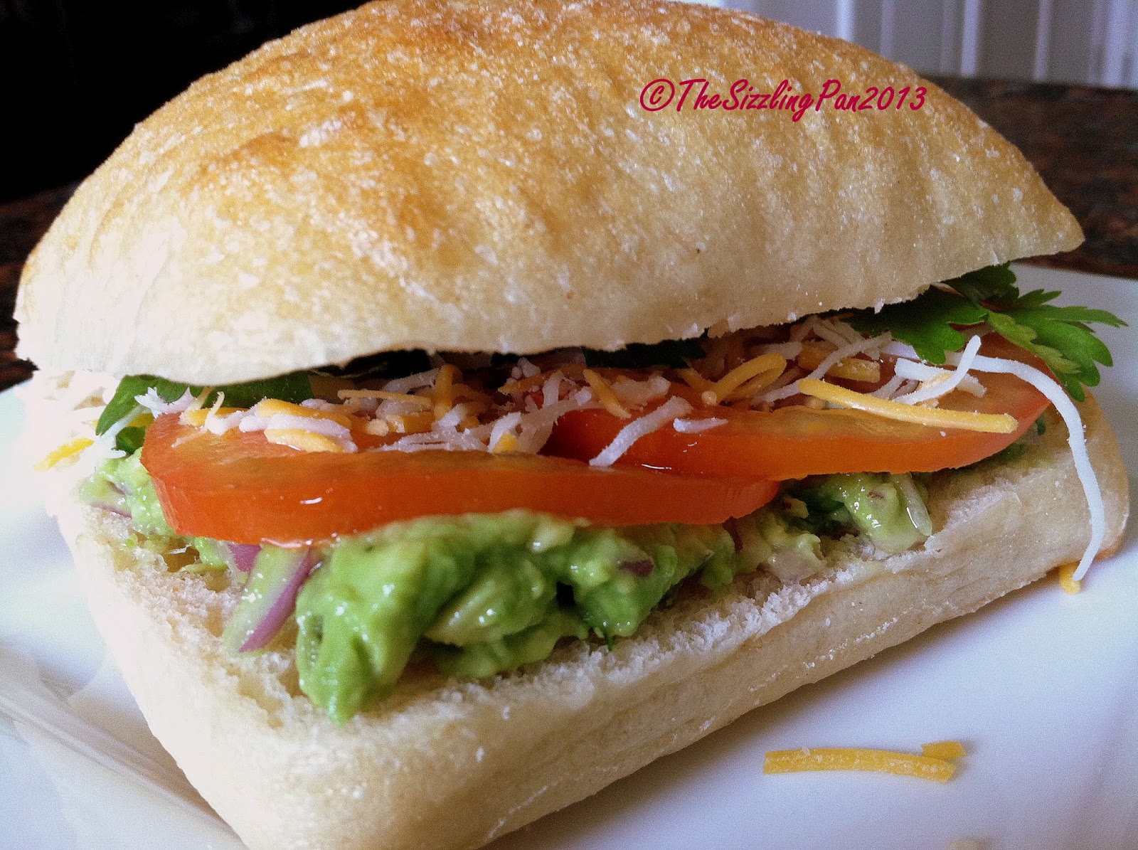 The Sizzling Pan: Ciabatta Bread and Spicy Guacamole sandwich