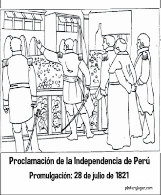 colorear Promulgación‎ independencia Peru : ‎28   julio 1821