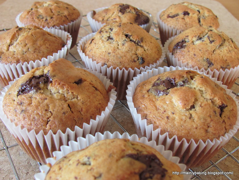 Mainly Baking: Chocolate Chip, Marzipan and Cranberry Muffins