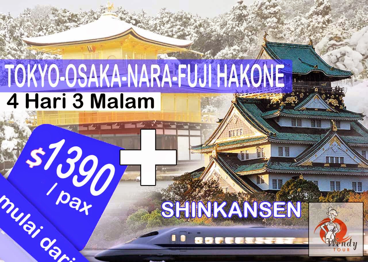 PAKET TOUR 6 HARI 5 MALAM, TOKYO | FUJI HAKONE | OSAKA | KYOTO | NARA MURAH plus SHINKASEN&HOTEL