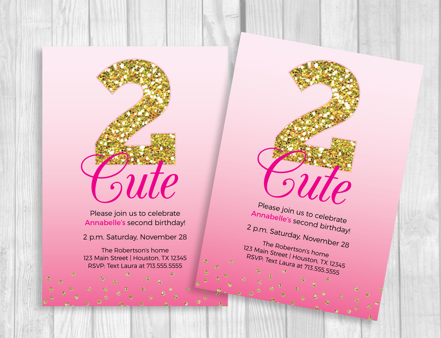 custom-printable-2-cute-girl-s-2nd-birthday-invitation-hot-pink-ombre