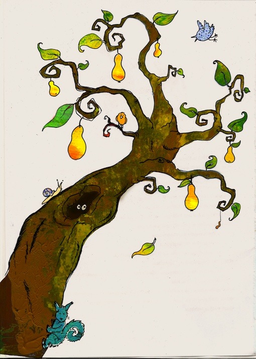 Herr von Ribbeck auf Ribbeck, Birnbaum, Kinderbuchillustration