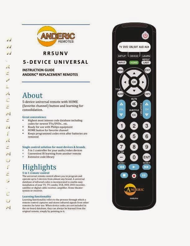 PHILIPS UNIVERSAL REMOTE CL032 USER MANUAL