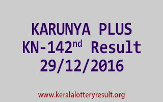KARUNYA PLUS KN 142 Lottery Results 29-12-2016