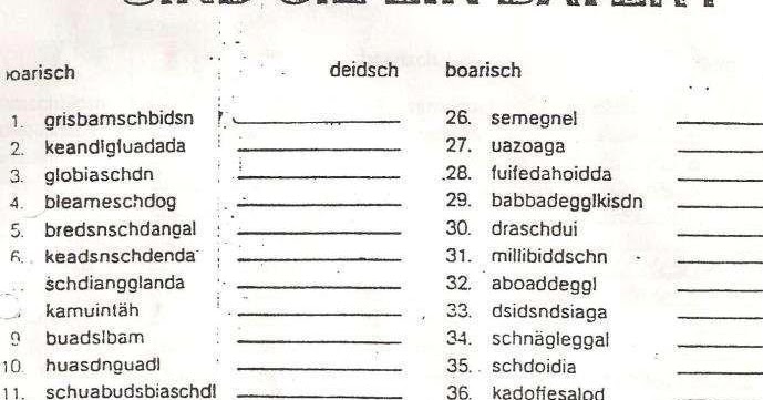 Boarisch für Vorgeschrittena: Boarisch Test