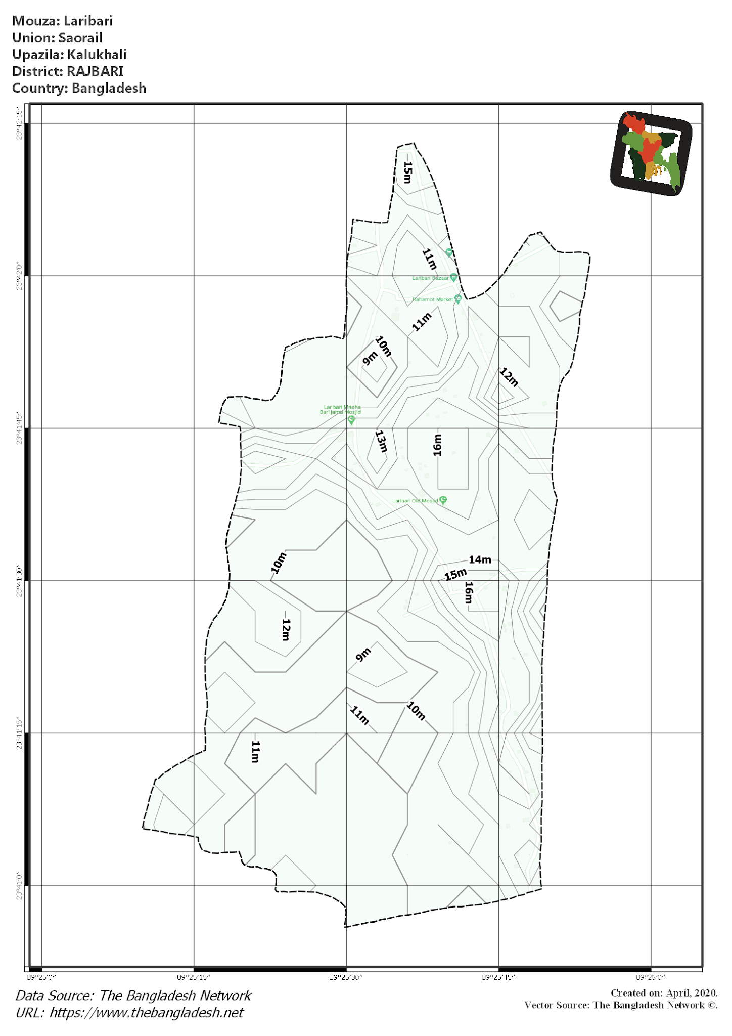 Map of Laribari Mouza of Kalukhali Upazila, RAJBARI Map of Laribari Mouza of Kalukhali Upazila, RAJBARI, Bangladesh.