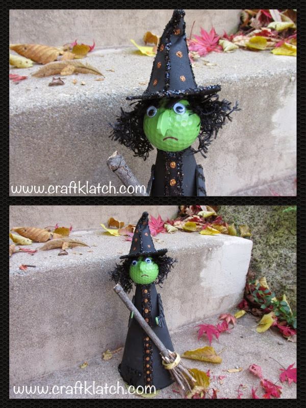 halloween witch, halloween witch, how to make, how to, diy, craft, crafts, crafting, craft ideas, idea, ideas, recycling, golf balls, recycle, glitter, decorations, kids crafts, kids, children, kids halloween crafts, crafts for kids