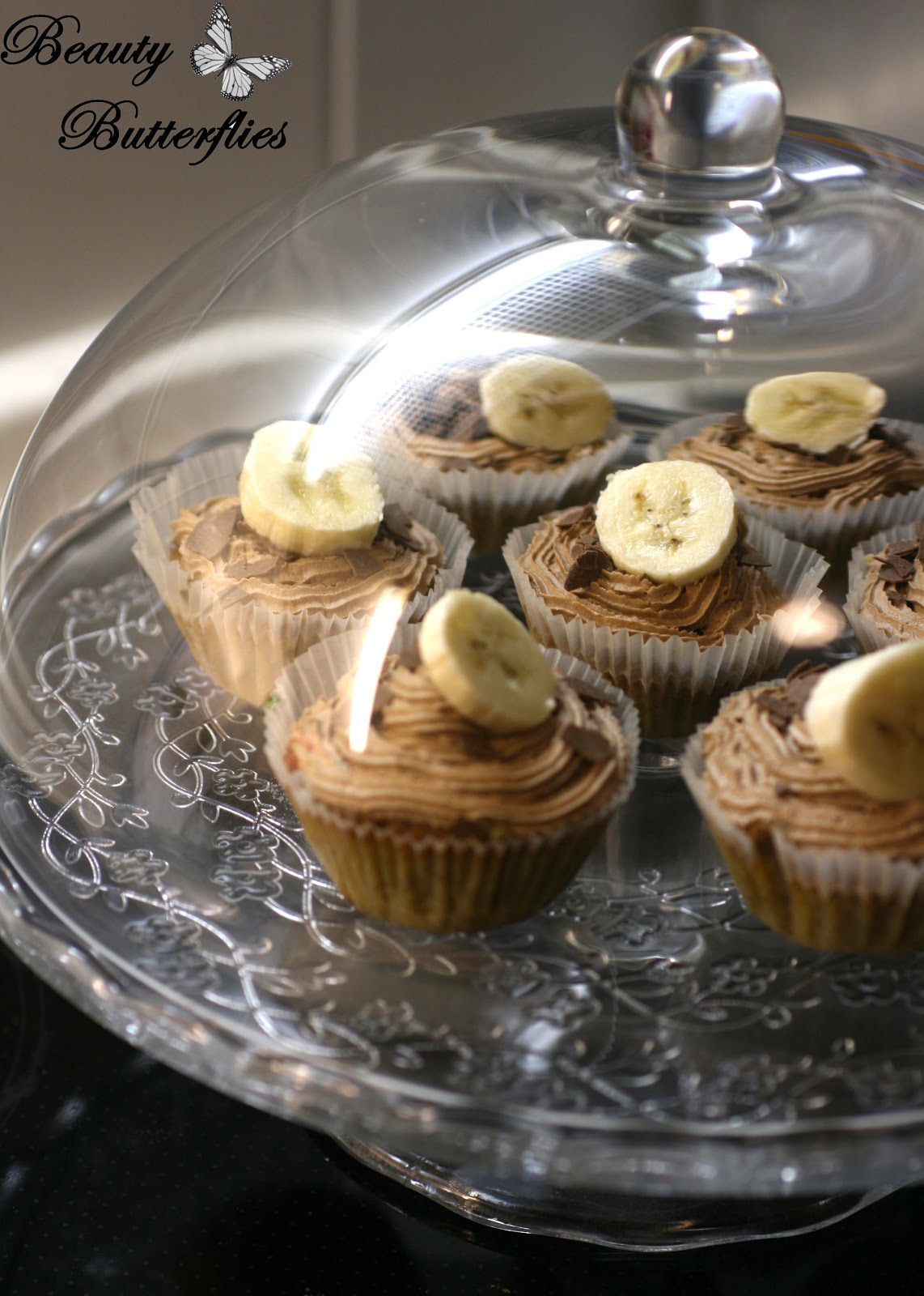 Bananen-Cupcakes mit Nutella gefüllt