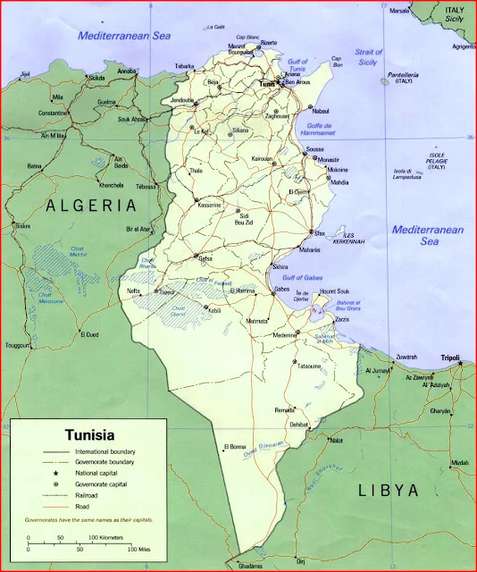 image: Tunisia political map