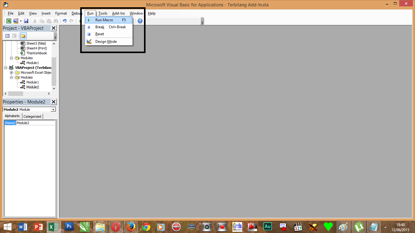 cara buka password vba project excel