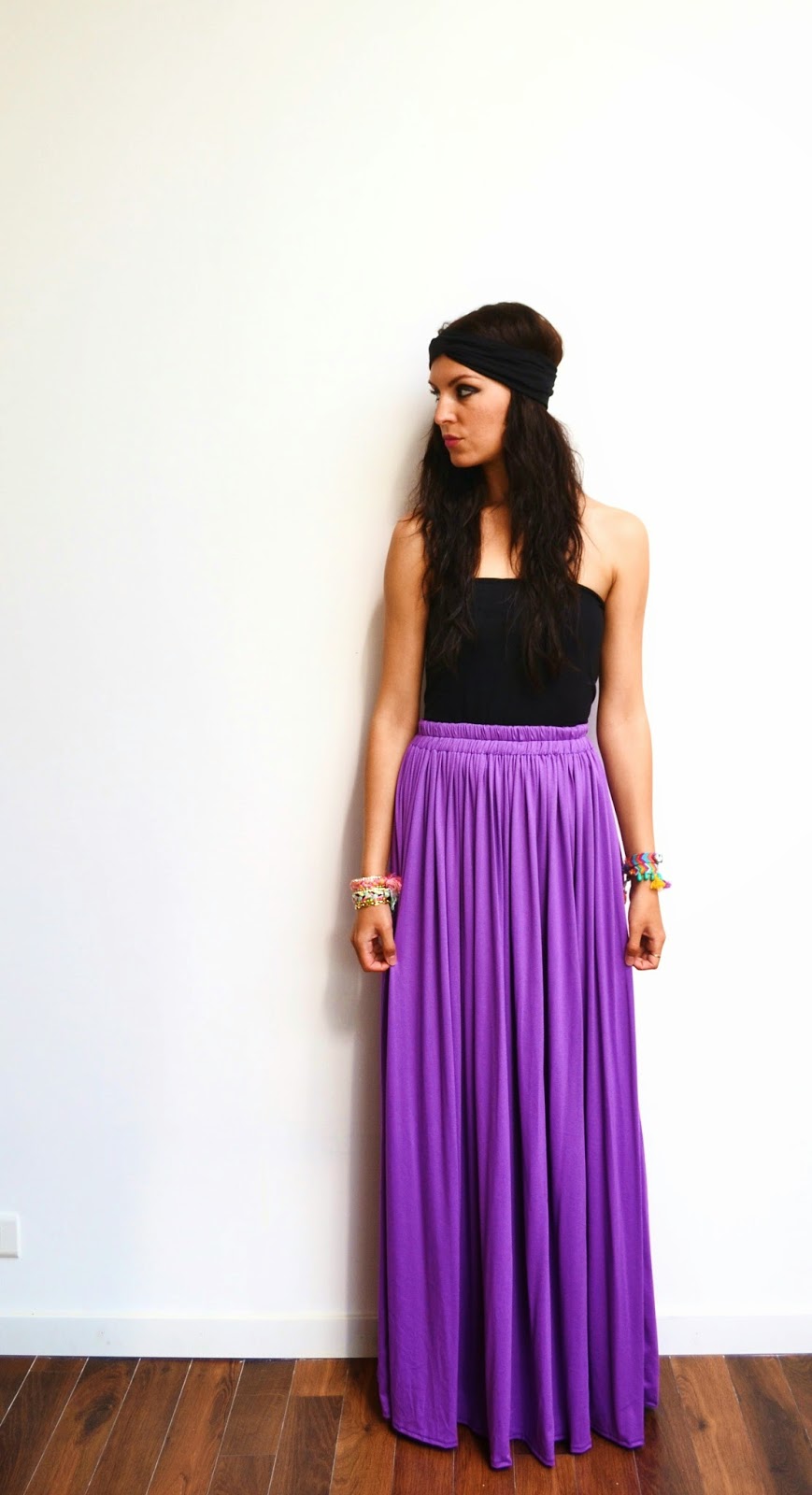 Jupe Longue Violette Imprimé Abstrait | Bas | PLT FR